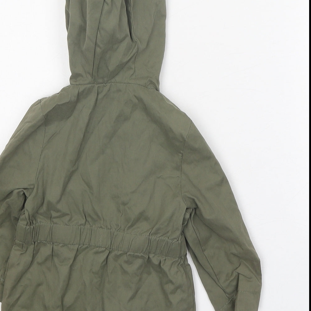 F&F Girls Green Basic Jacket Jacket Size 6-9 Months Zip - Floral Detail