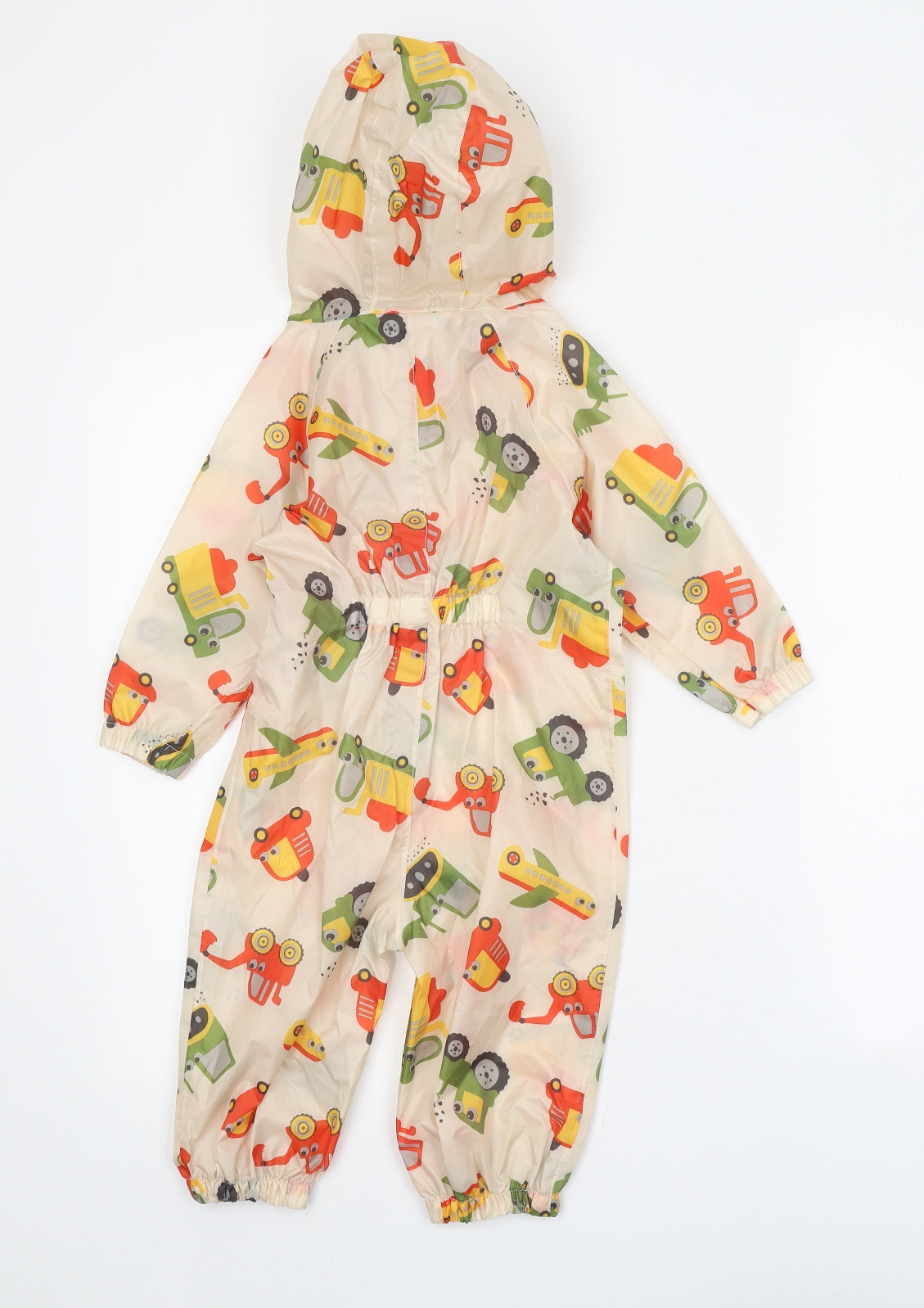 Dunnes Stores Baby Beige Geometric Rain Coat Coat Size 12-18 Months Zip - Car Print