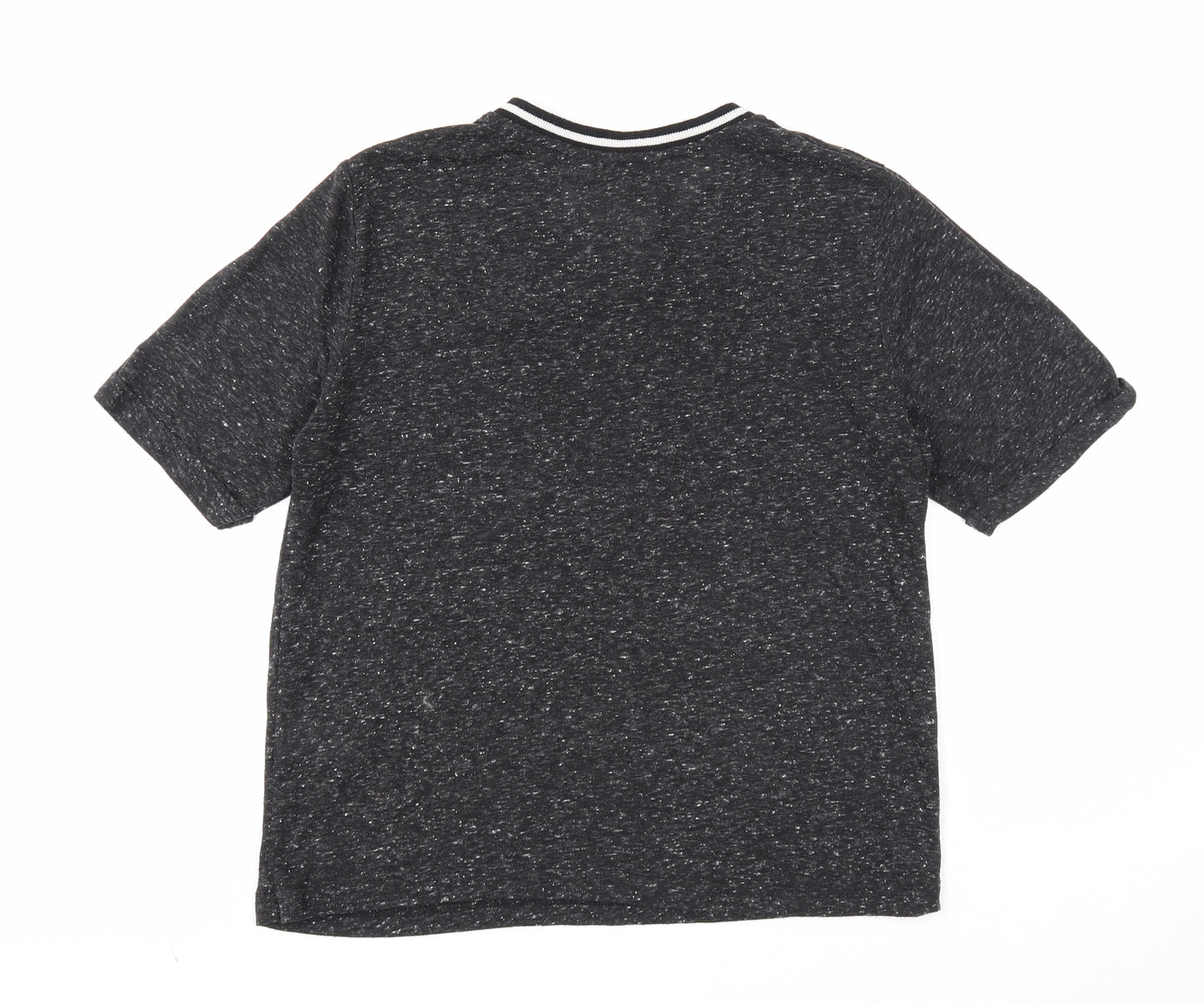Papaya Womens Black Cotton Basic T-Shirt Size 10 Round Neck - Weekend