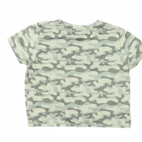 Candy Couture Womens Green Camouflage Polyester Basic T-Shirt Size 16 Round Neck - Tie Front