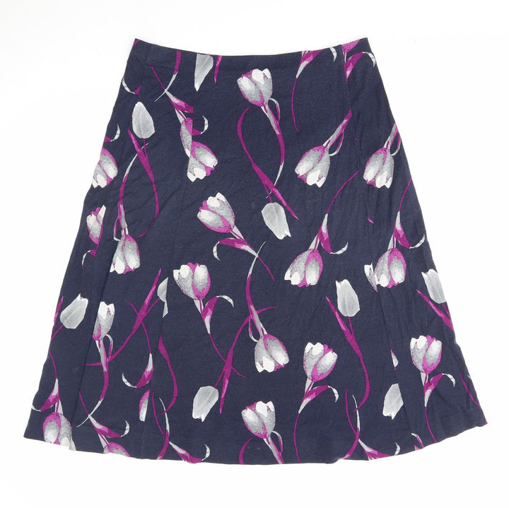 EWM Womens Blue Floral Polyester Swing Skirt Size 12