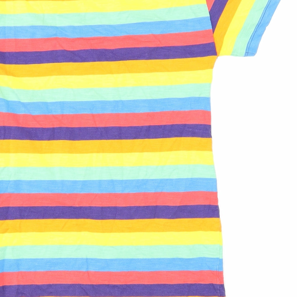 NEXT Girls Multicoloured Striped Cotton Basic T-Shirt Size 6 Years Round Neck Pullover