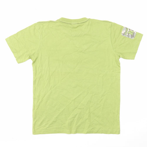 NEXT Boys Green Cotton Basic T-Shirt Size 11 Years Round Neck Pullover - Dinosaur