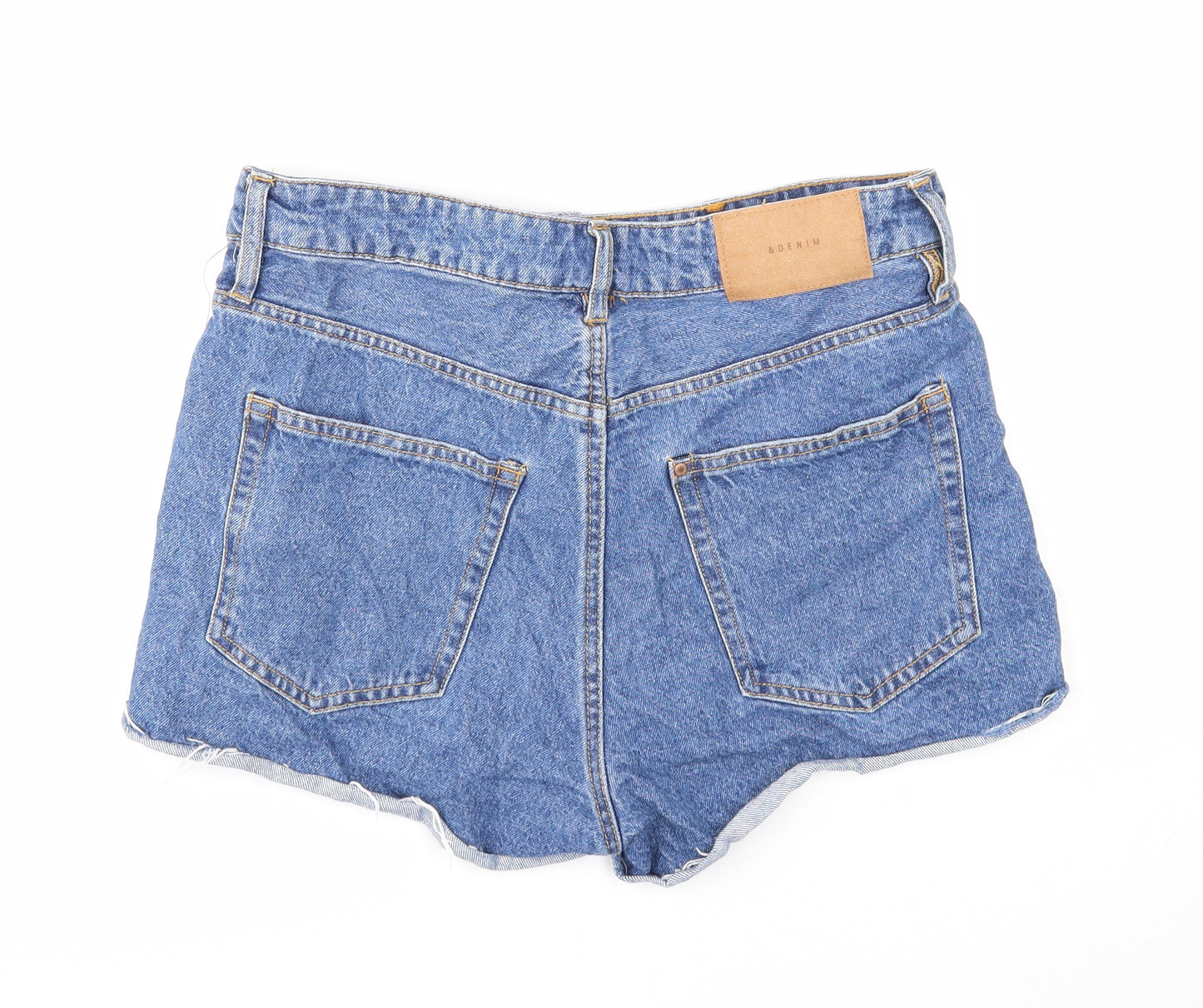 &Denim Womens Blue Cotton Boyfriend Shorts Size 14 Regular Zip