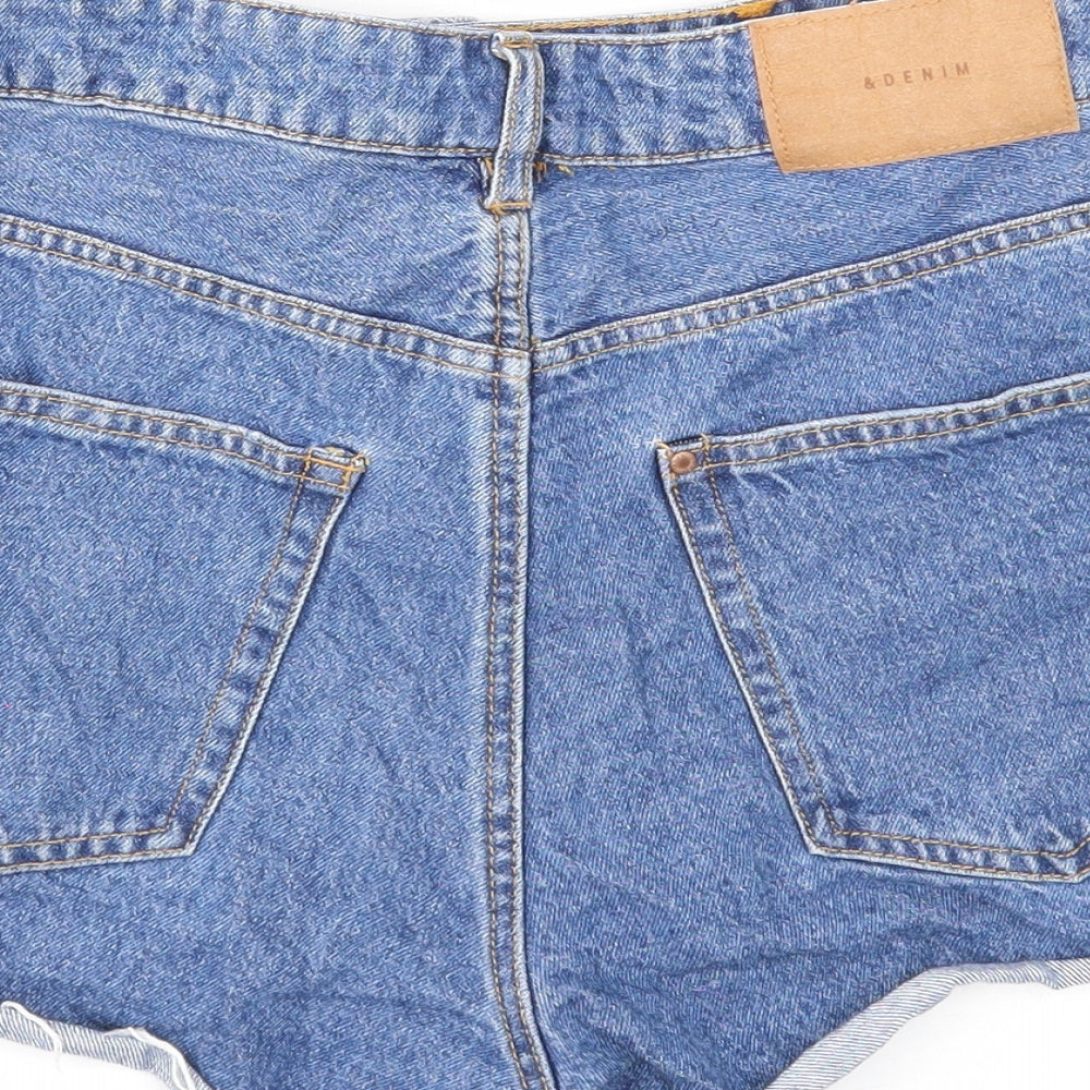 &Denim Womens Blue Cotton Boyfriend Shorts Size 14 Regular Zip