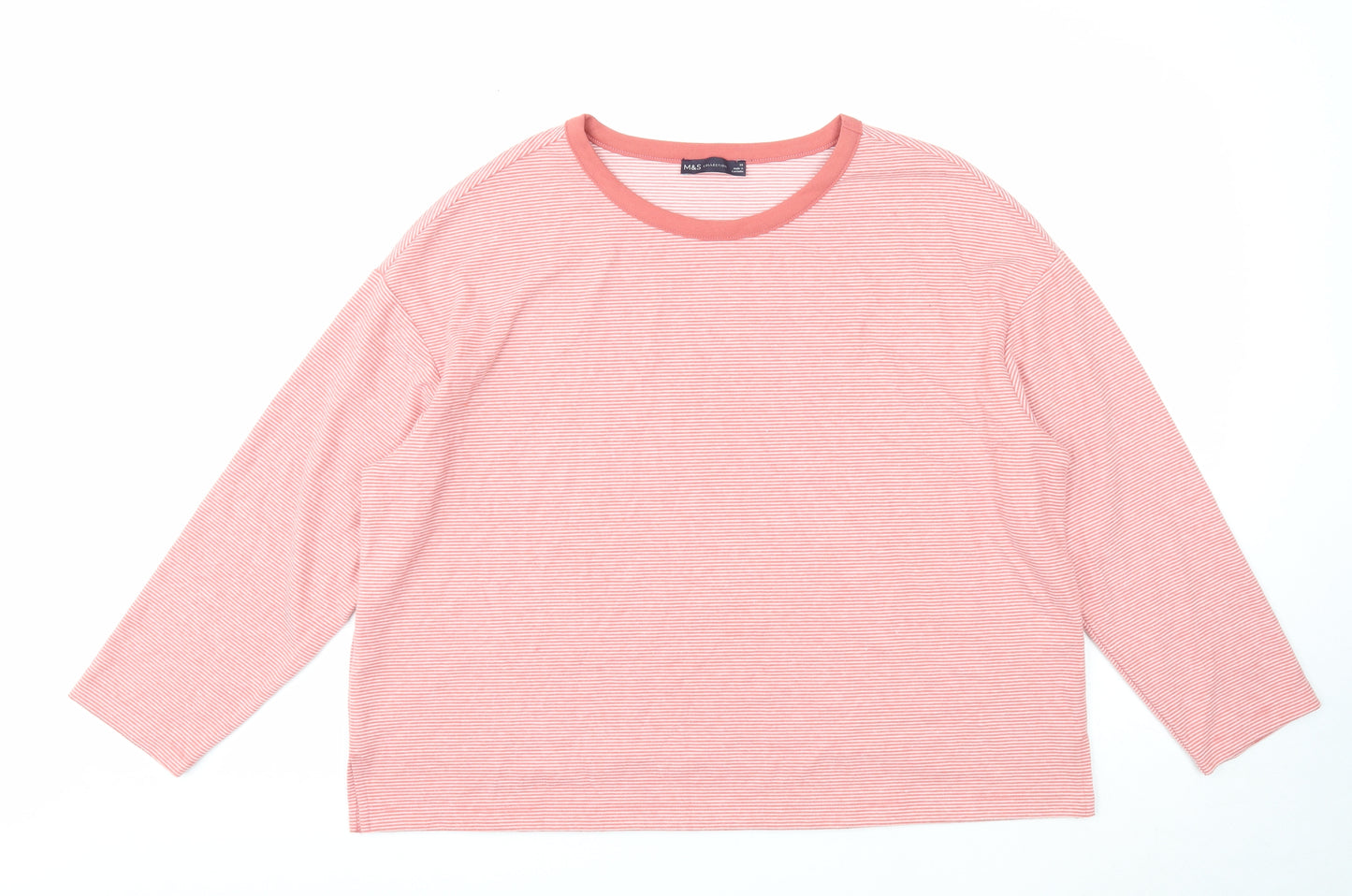Marks and Spencer Womens Red Striped Polyester Pullover Sweatshirt Size 20 Pullover