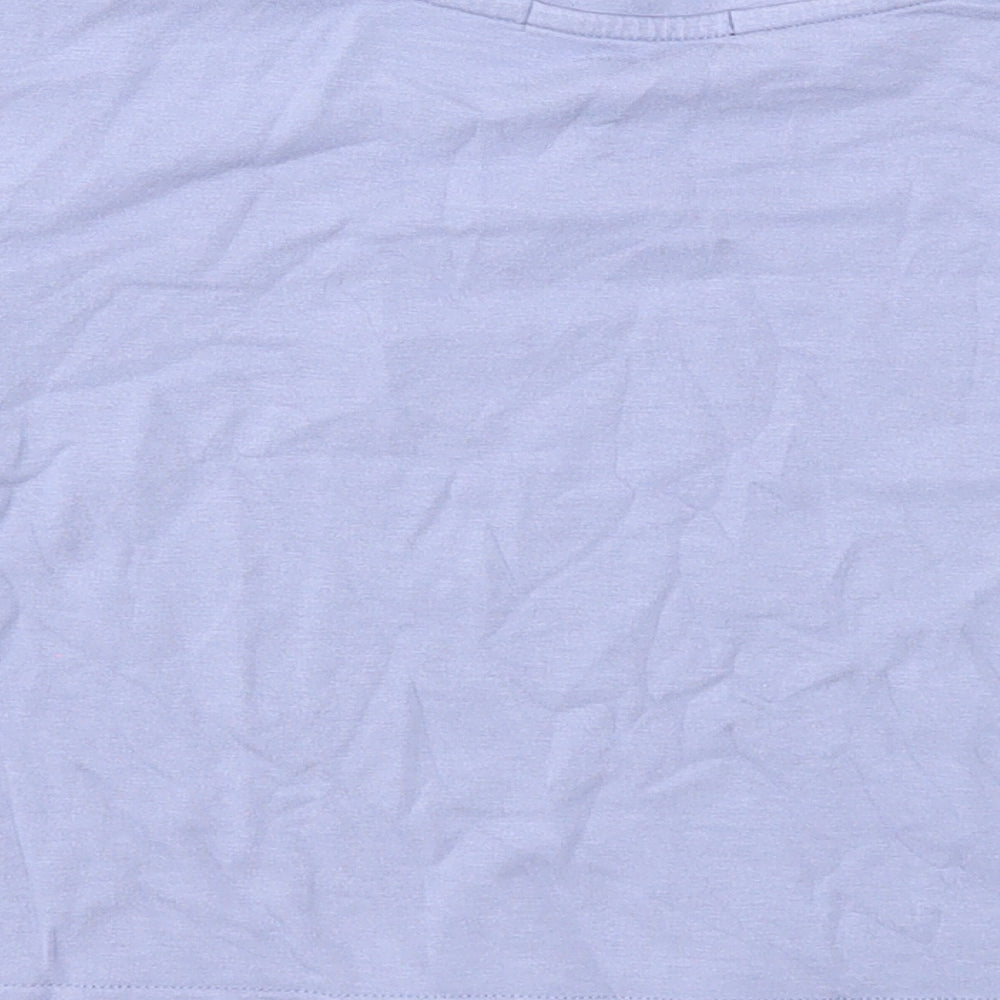 Dazy Womens Blue Cotton Cropped T-Shirt Size S Scoop Neck