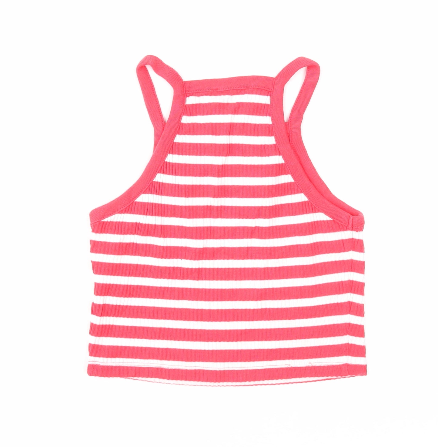 Topshop Womens Red Striped Cotton Basic Tank Size 8 Square Neck