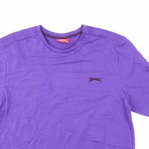 Slazenger Mens Purple Polyester T-Shirt Size M Round Neck