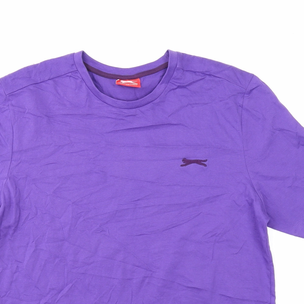 Slazenger Mens Purple Polyester T-Shirt Size M Round Neck