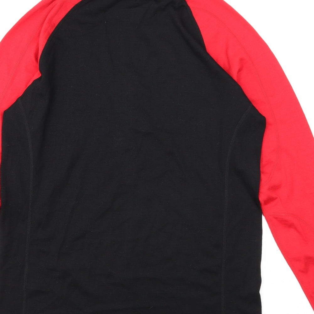 Mountain Warehouse Mens Black Wool Pullover Casual Size L High Neck Zip