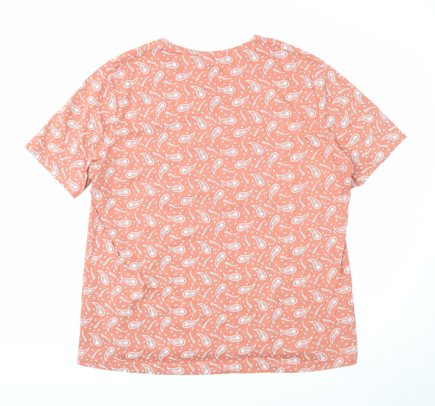 EWM Womens Orange Paisley Cotton Basic T-Shirt Size 22 Round Neck