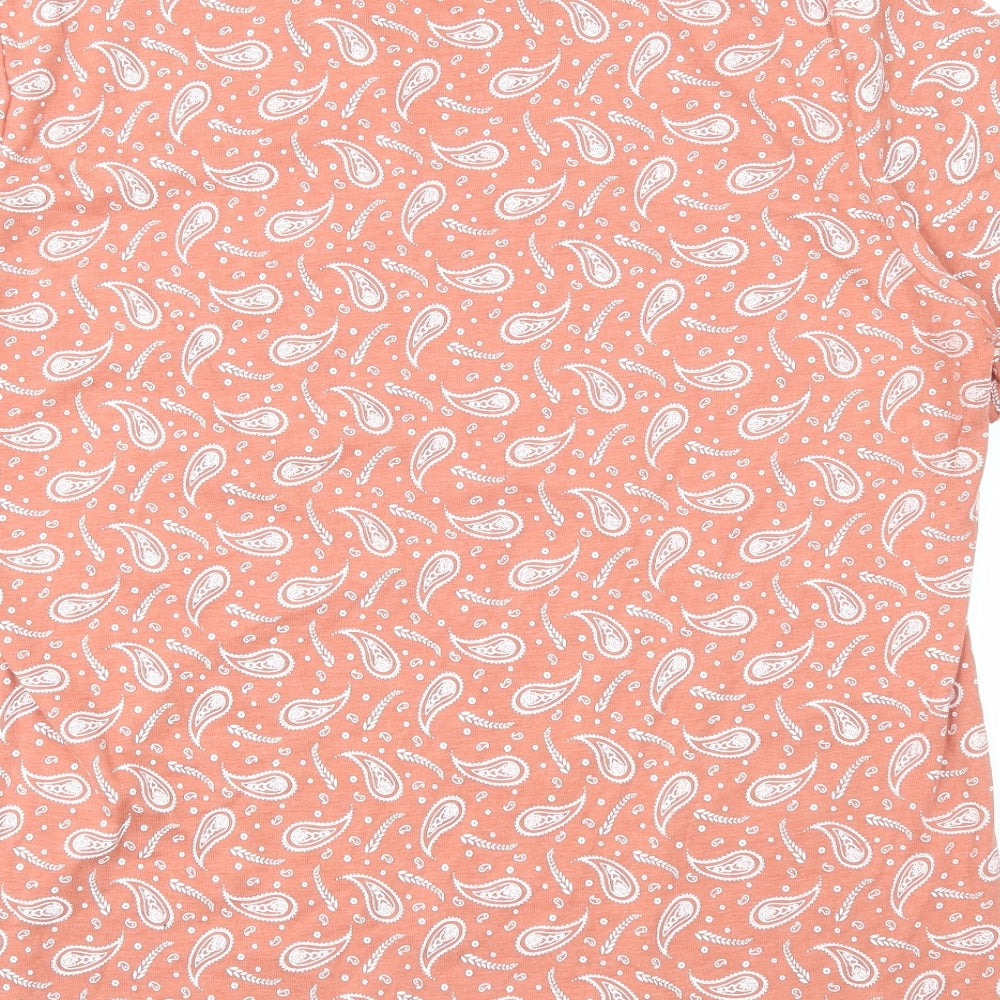 EWM Womens Orange Paisley Cotton Basic T-Shirt Size 22 Round Neck