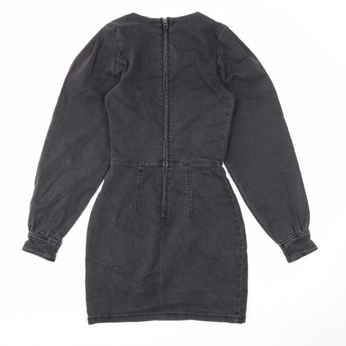 Divided Womens Black Cotton A-Line Size 8 Scoop Neck Zip