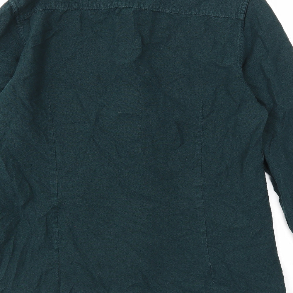 River Island Mens Green Cotton Button-Up Size M Collared Button