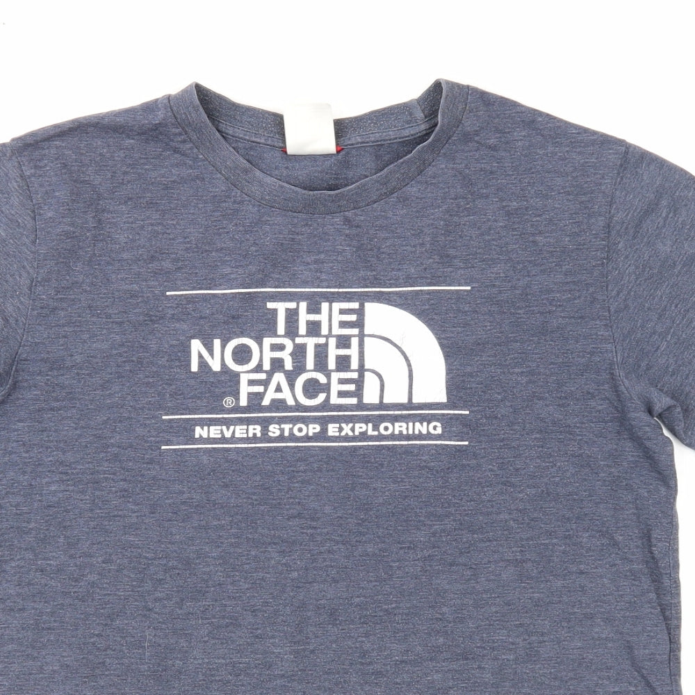 The North Face Boys Blue Cotton Basic T-Shirt Size XL Round Neck Pullover