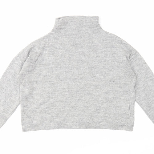 New Look Womens Grey High Neck Acrylic Pullover Jumper Size L