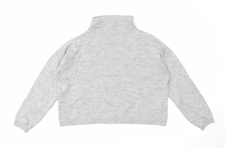 New Look Womens Grey High Neck Acrylic Pullover Jumper Size L