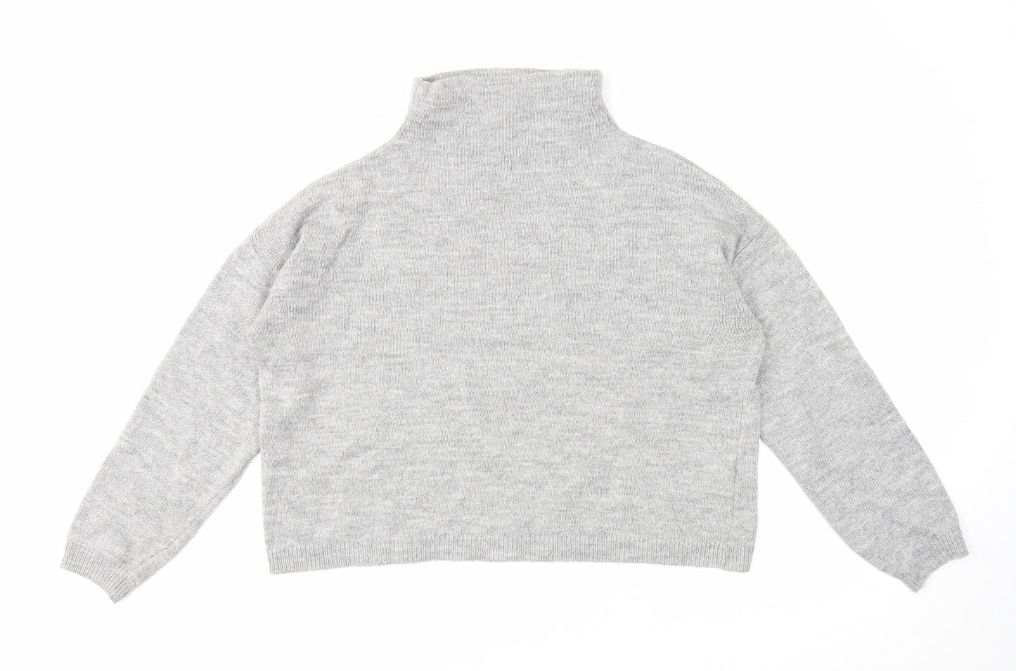 New Look Womens Grey High Neck Acrylic Pullover Jumper Size L