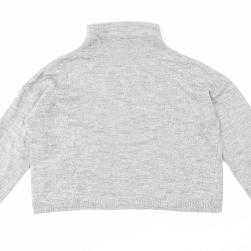New Look Womens Grey High Neck Acrylic Pullover Jumper Size L