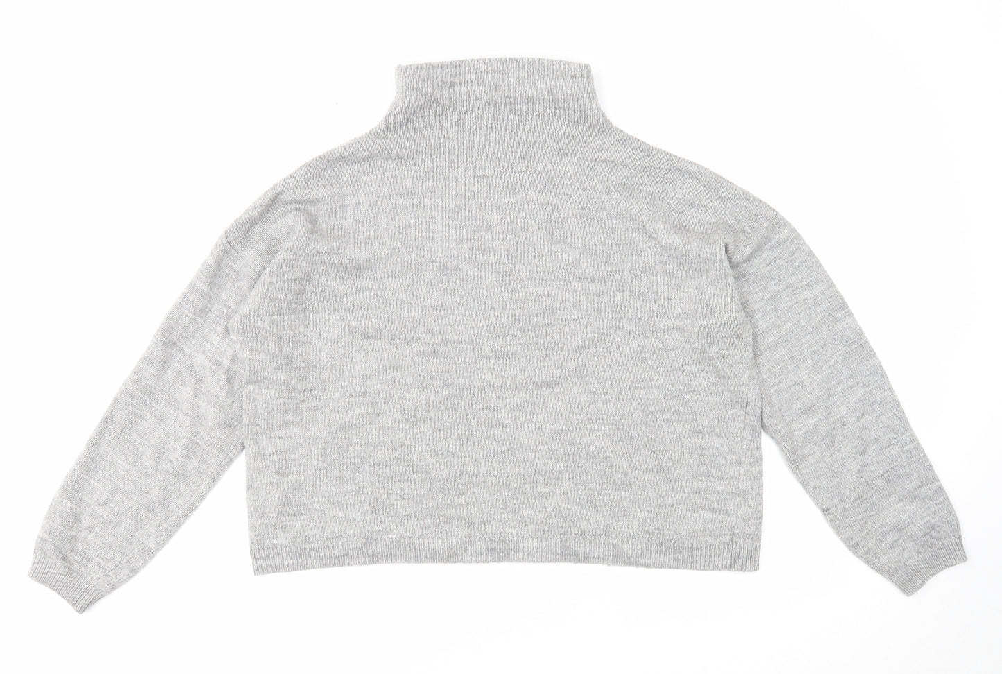 New Look Womens Grey High Neck Acrylic Pullover Jumper Size L