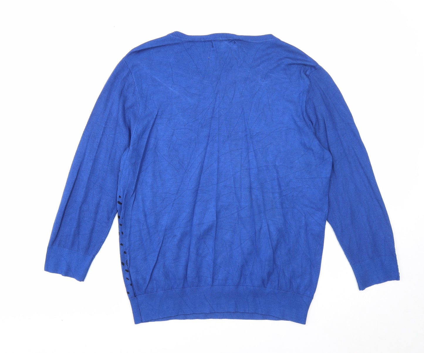 Jasper Conran Womens Blue Round Neck Animal Print Viscose Pullover Jumper Size 14 - Leopard Pattern