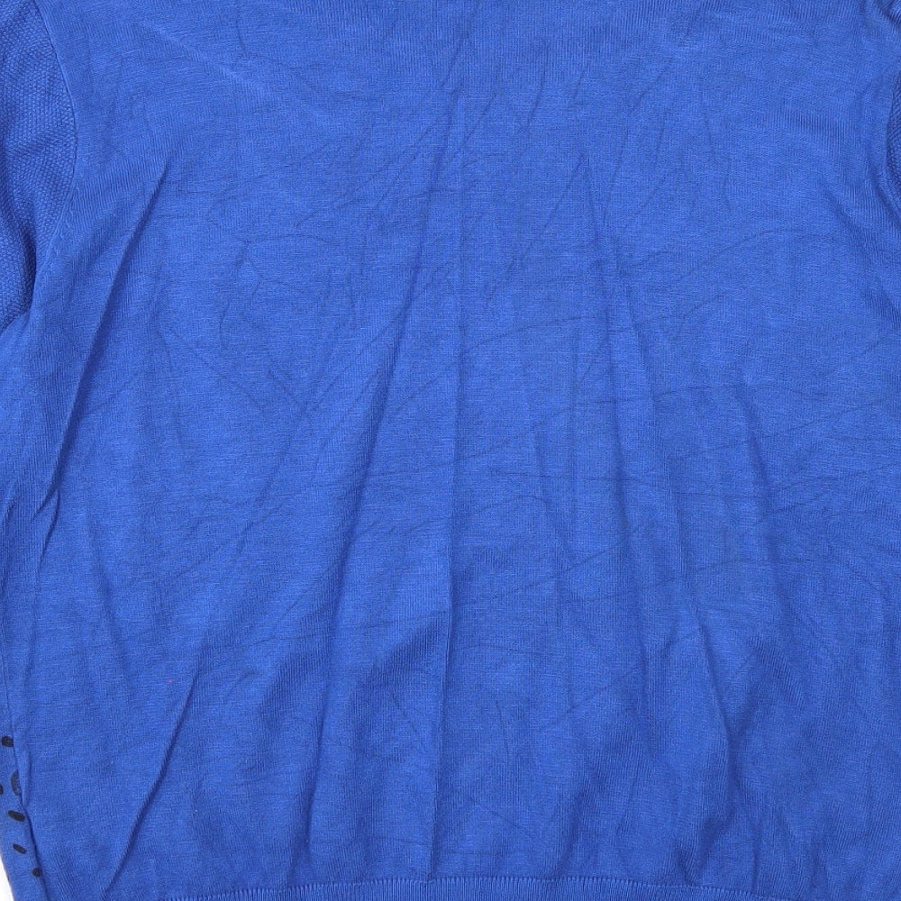 Jasper Conran Womens Blue Round Neck Animal Print Viscose Pullover Jumper Size 14 - Leopard Pattern