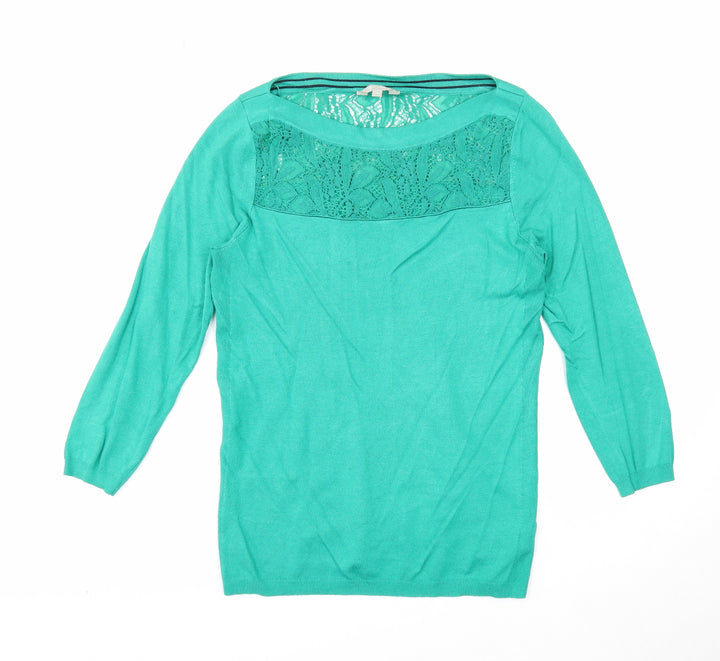 Per Una Womens Green Boat Neck Viscose Pullover Jumper Size 8