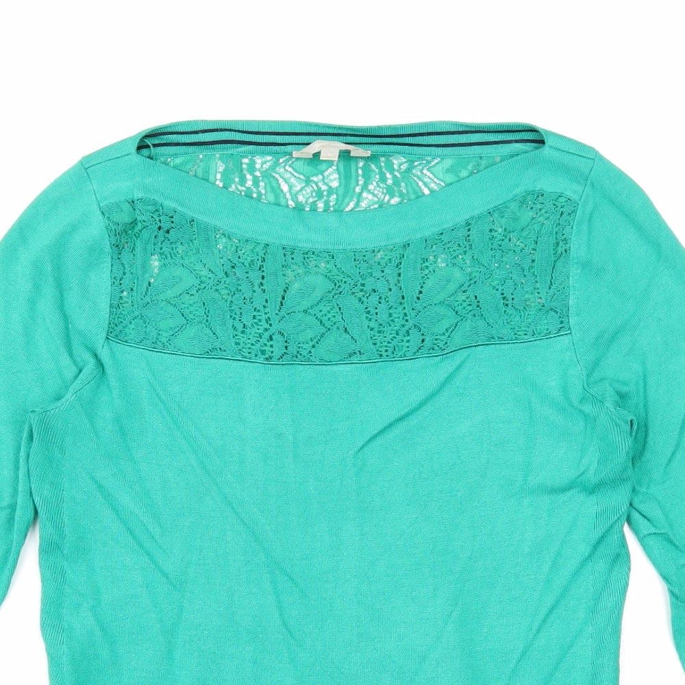 Per Una Womens Green Boat Neck Viscose Pullover Jumper Size 8