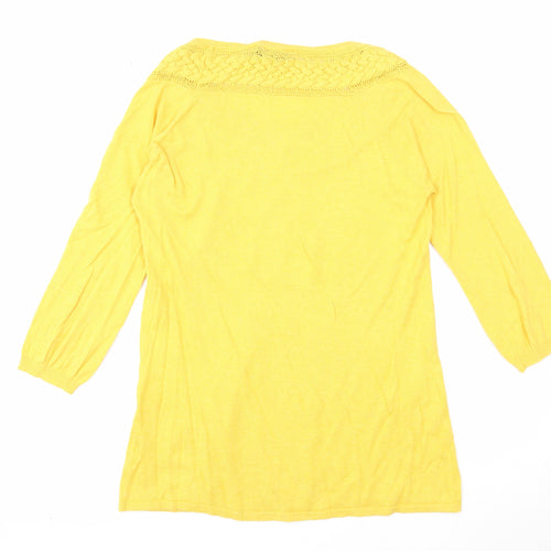 Debenhams Womens Yellow Cotton Basic Blouse Size 12 Boat Neck