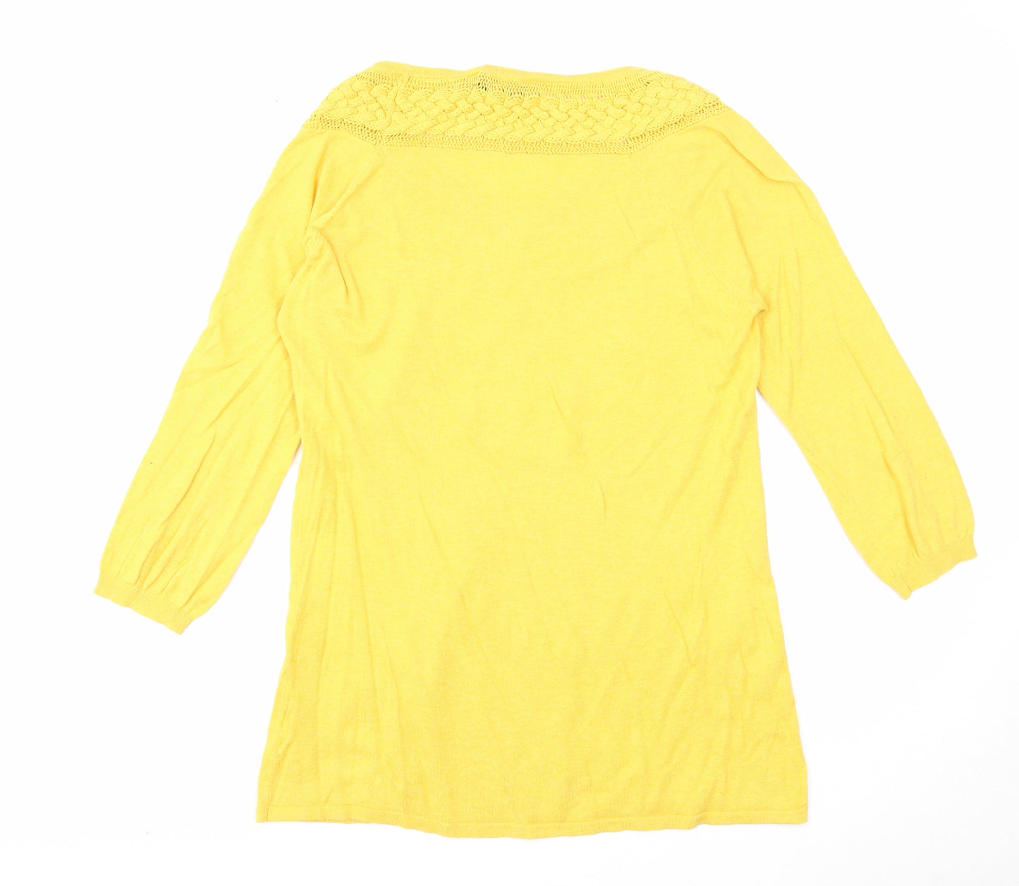 Debenhams Womens Yellow Cotton Basic Blouse Size 12 Boat Neck
