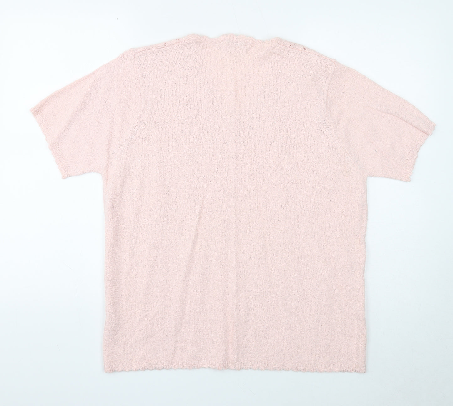 Berkertex Womens Pink V-Neck Geometric Acrylic Pullover Jumper Size 18