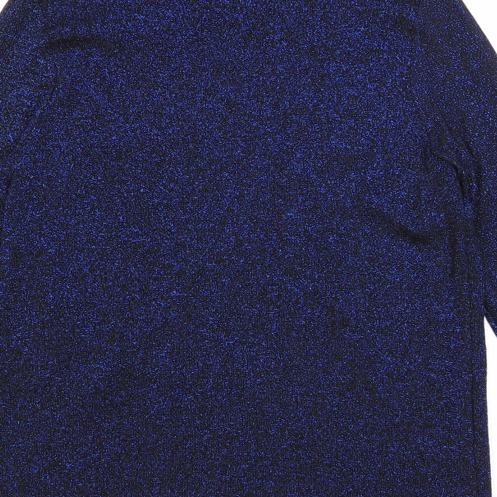 TU Womens Blue Polyester Basic Blouse Size 12 Scoop Neck - Scallop Hem