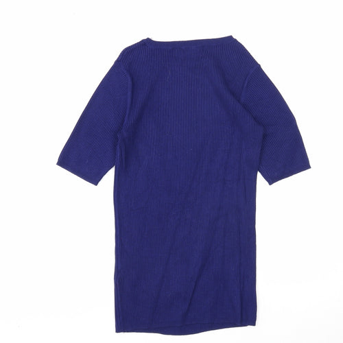 Marks and Spencer Womens Blue Round Neck Viscose Pullover Jumper Size 8