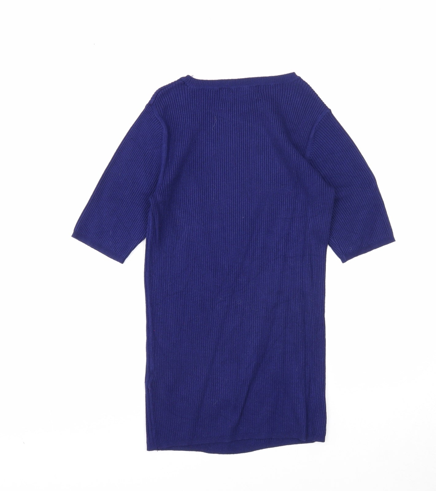 Marks and Spencer Womens Blue Round Neck Viscose Pullover Jumper Size 8