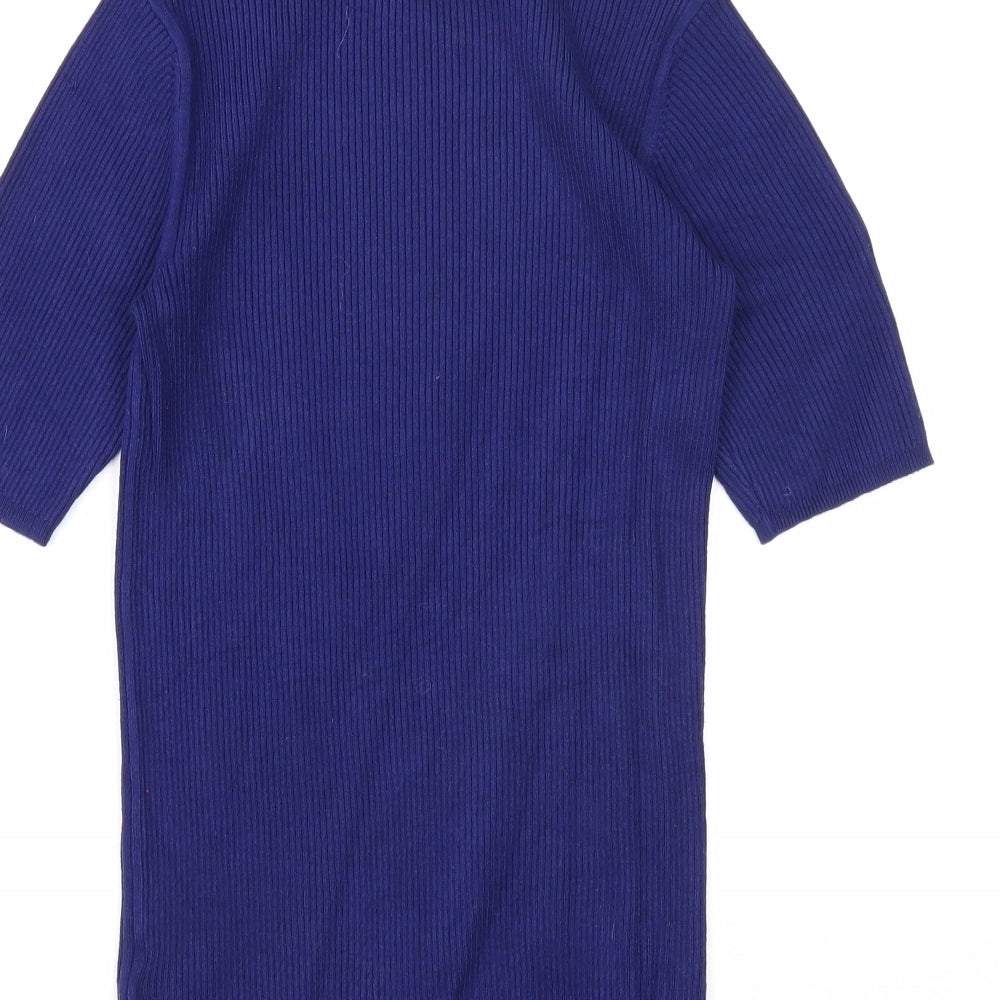 Marks and Spencer Womens Blue Round Neck Viscose Pullover Jumper Size 8