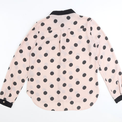 Papaya Womens Pink Polka Dot Polyester Basic Button-Up Size 10 Collared