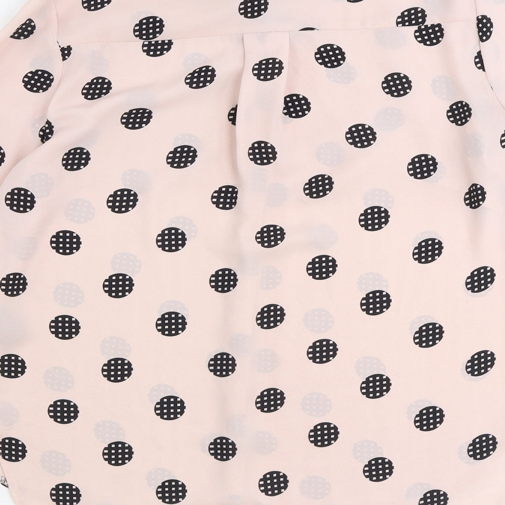 Papaya Womens Pink Polka Dot Polyester Basic Button-Up Size 10 Collared