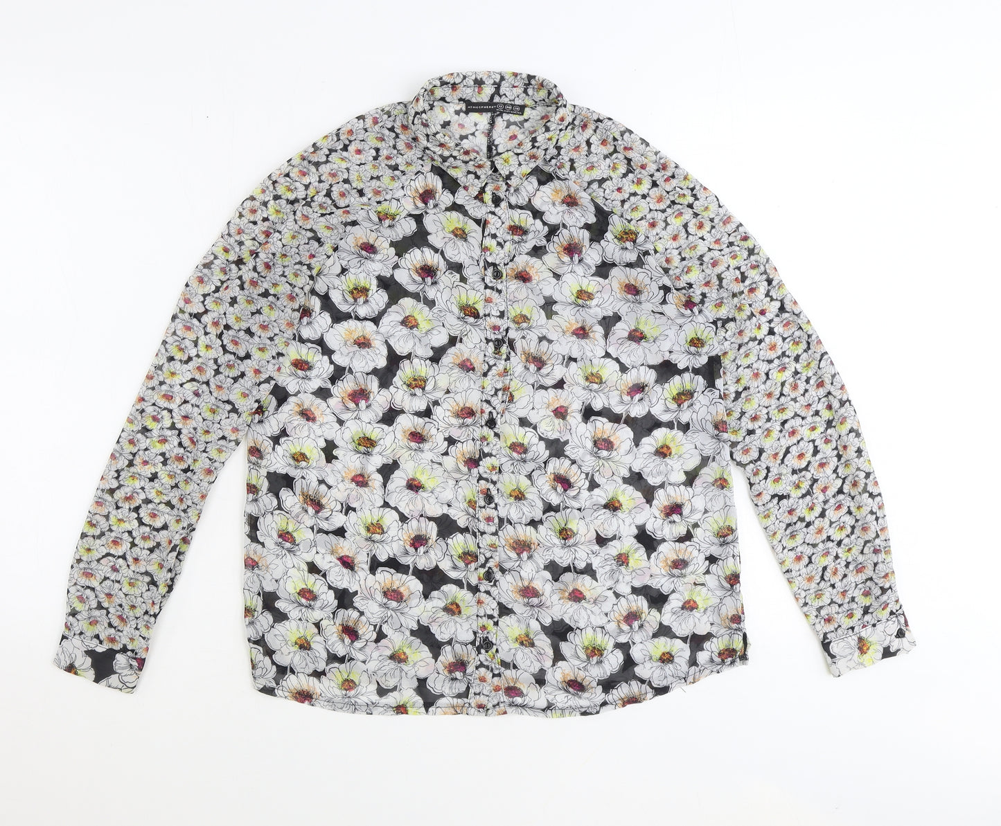 Atmosphere Womens Multicoloured Floral Polyester Basic Button-Up Size 12 Collared