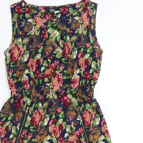 Iska Womens Multicoloured Floral Polyester Mini Size 8 Boat Neck Zip