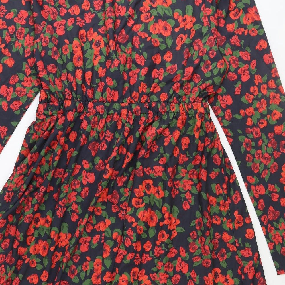 SheIn Womens Black Floral Polyester Fit & Flare Size XL V-Neck Pullover