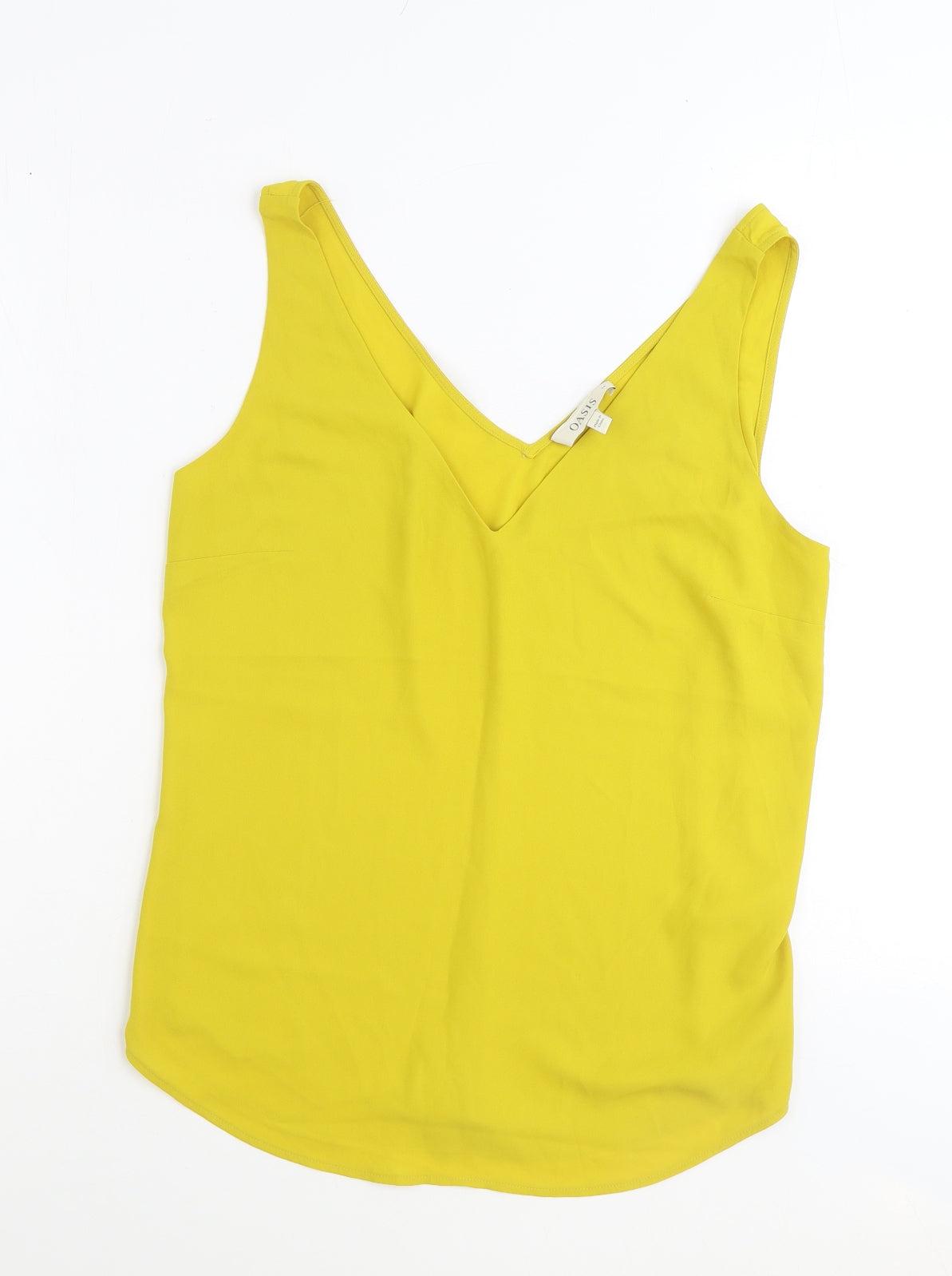 Oasis Womens Yellow Polyester Basic Tank Size 14 V-Neck