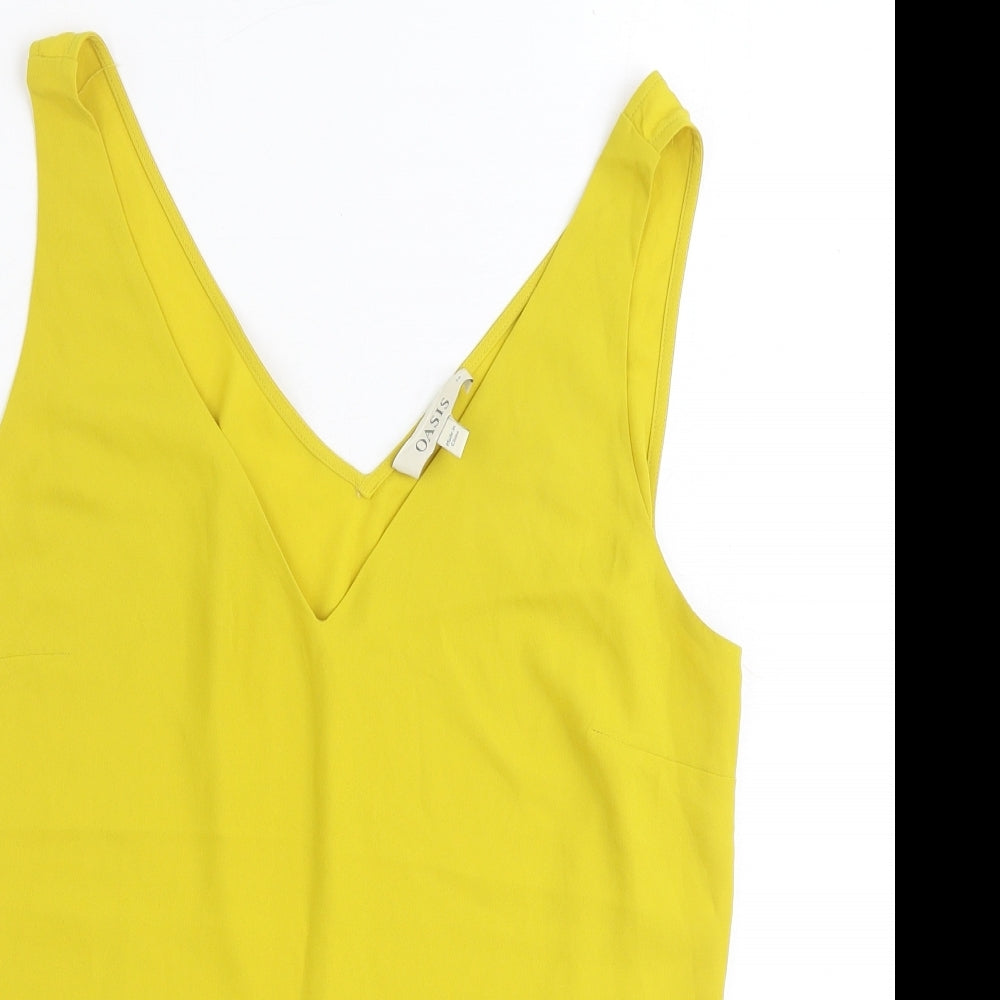 Oasis Womens Yellow Polyester Basic Tank Size 14 V-Neck
