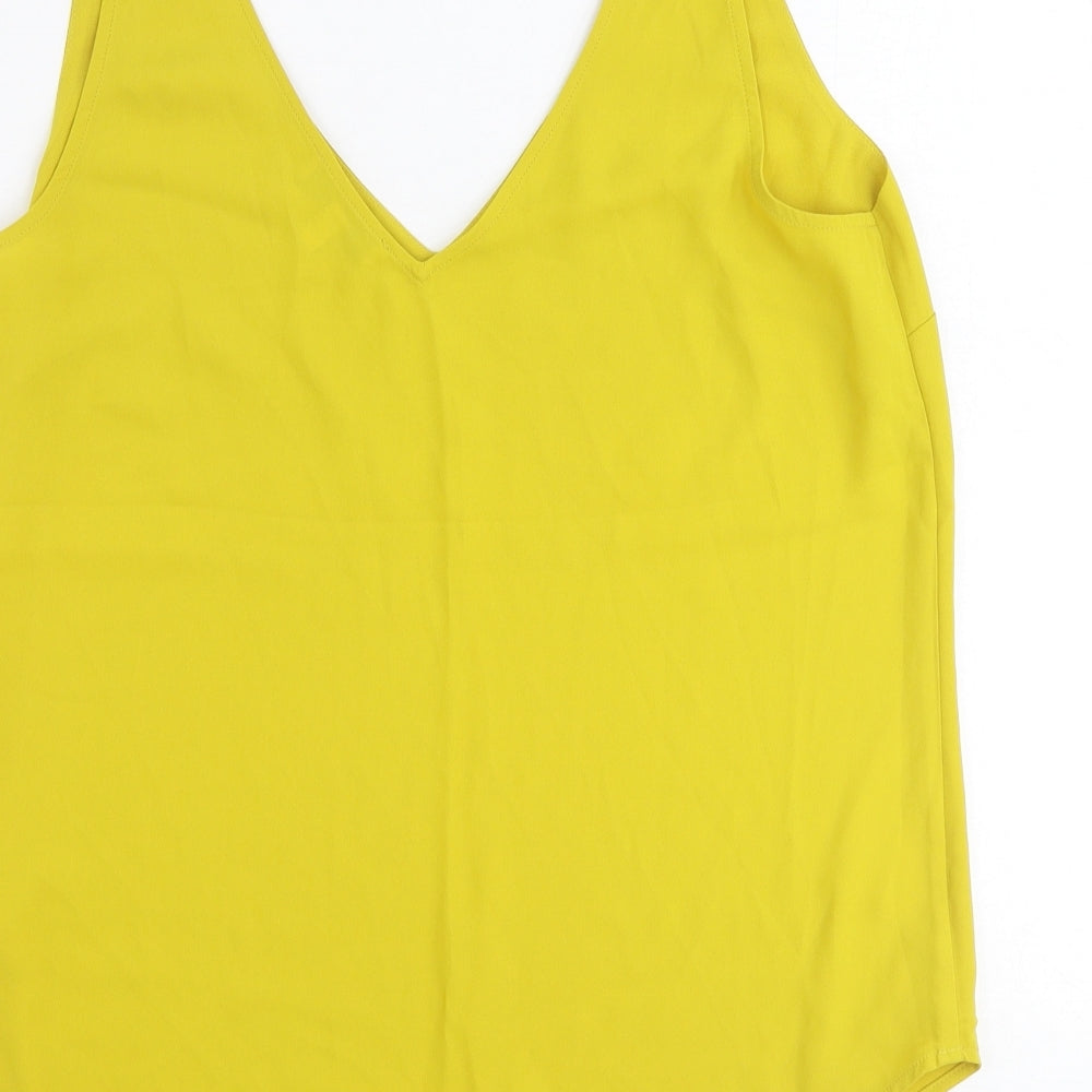 Oasis Womens Yellow Polyester Basic Tank Size 14 V-Neck