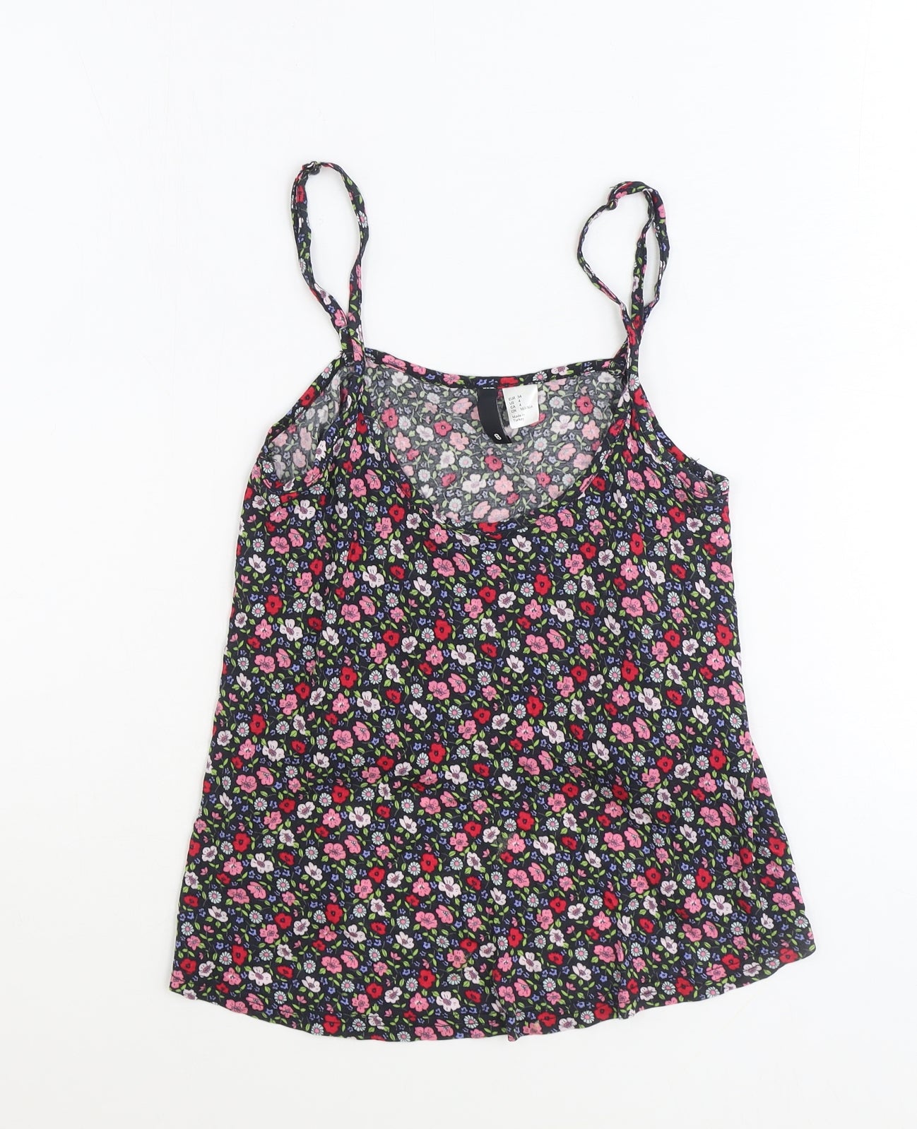 Divided by H&M Womens Multicoloured Floral Viscose Basic Tank Size 8 Scoop Neck