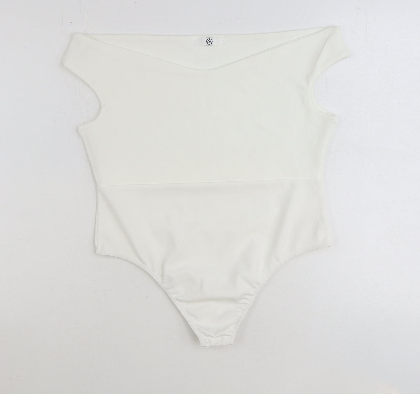 Missguided Womens White Polyester Bodysuit One-Piece Size 16 Snap
