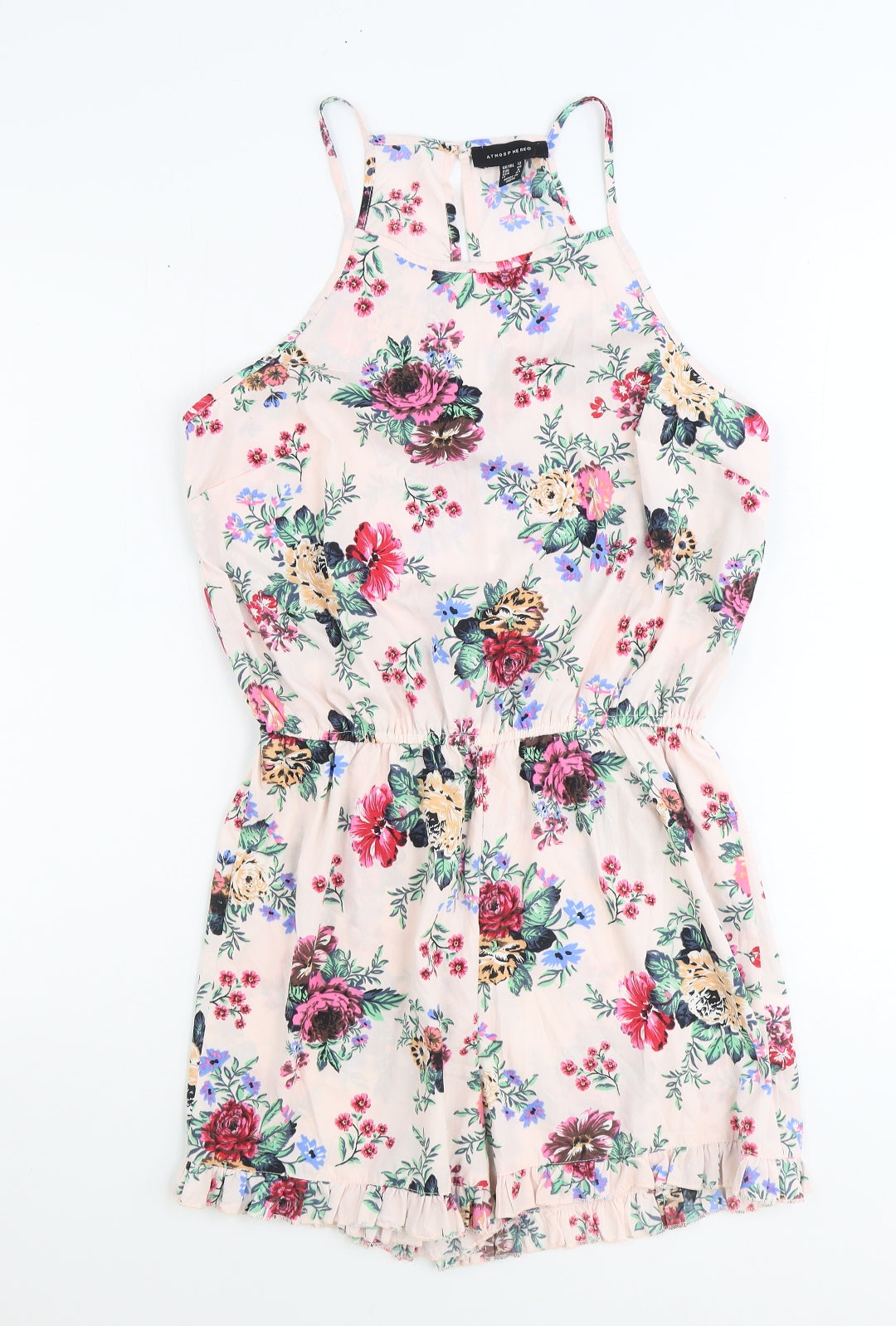 Atmosphere Womens Pink Floral Polyester Playsuit One-Piece Size 12 Button