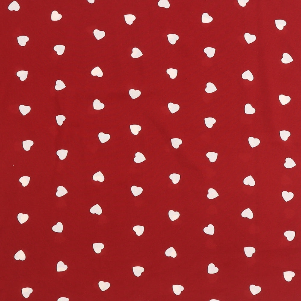 SheIn Womens Red Geometric Polyester Basic T-Shirt Size XL Boat Neck - Hearts