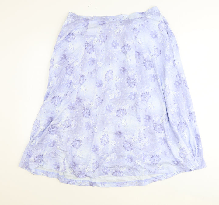 Country Collection Womens Blue Floral Polyester Swing Skirt Size 18