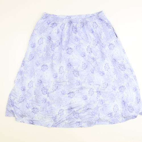 Country Collection Womens Blue Floral Polyester Swing Skirt Size 18